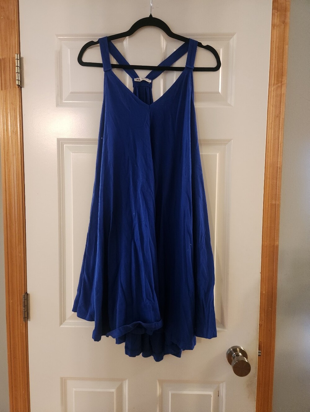 Zara Cobalt Blue V-Neck Strappy Sun  Dress, Size Medium